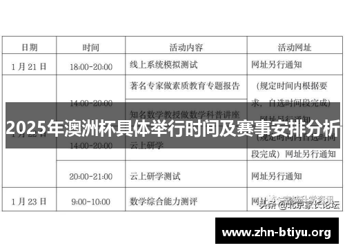 2025年澳洲杯具体举行时间及赛事安排分析 2025年澳洲杯具体举行时间及赛事安排分析